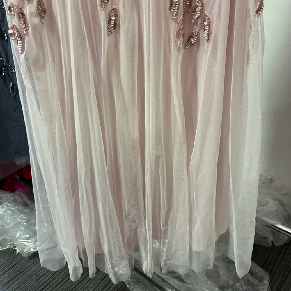 Adrianna Papell Blush Beaded Tulle Gown SZ 6 NWT Formal MOB GALA Dress Evening - Picture 15 of 16